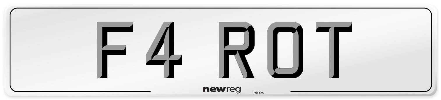 F4 ROT Number Plate from New Reg